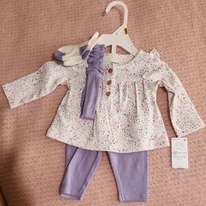 Carter's Purple Floral Baby Set with Leggings and Headband